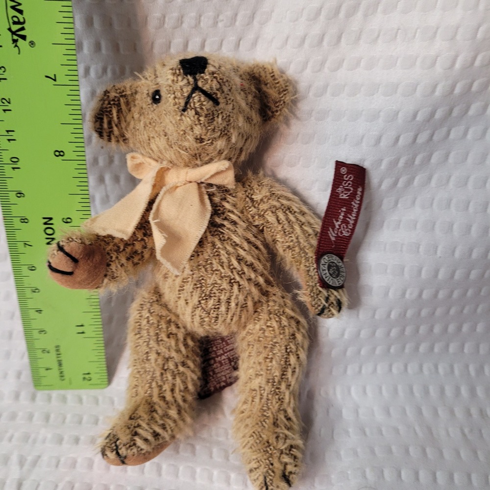 Russ Berrie Bellamy Mohair Collection Vintage Edition Tan Teddy Bear 5 inch